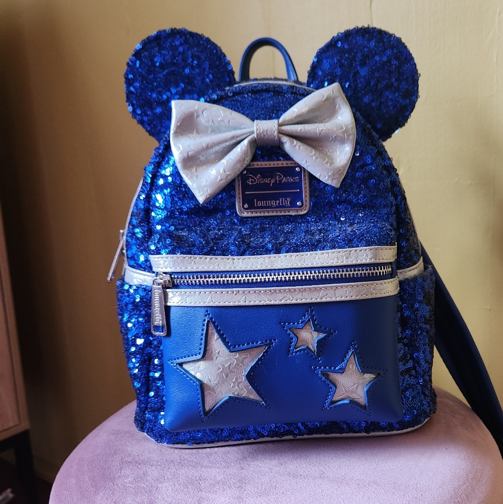 Loungefly Sparkling Blue Kids Backpack with Stars